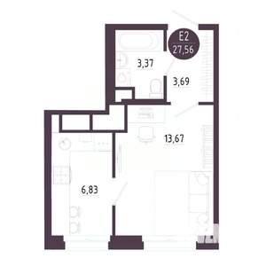1-к квартира, вторичка, 28м2, 9/10 этаж