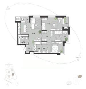 3-к квартира, вторичка, 111м2, 16/21 этаж