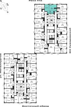 1-к квартира, строящийся дом, 44м2, 19/25 этаж