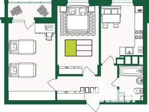 2-к квартира, строящийся дом, 63м2, 5/9 этаж