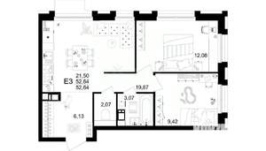 2-к квартира, вторичка, 53м2, 7/16 этаж