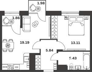 1-к квартира, вторичка, 47м2, 2/4 этаж