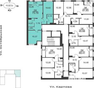 2-к квартира, вторичка, 74м2, 6/9 этаж