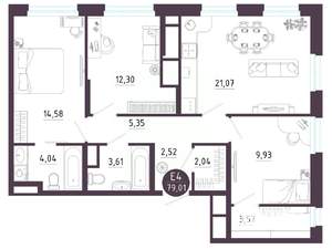 3-к квартира, вторичка, 79м2, 9/10 этаж