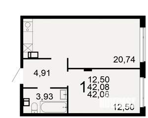 1-к квартира, вторичка, 42м2, 4/10 этаж