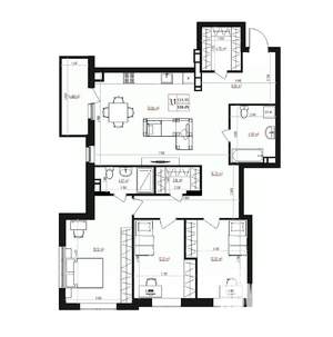 3-к квартира, сданный дом, 116м2, 2/8 этаж