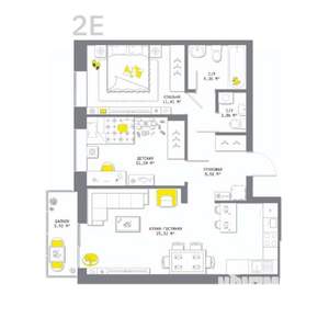 2-к квартира, вторичка, 67м2, 9/13 этаж