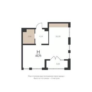 1-к квартира, строящийся дом, 41м2, 5/5 этаж