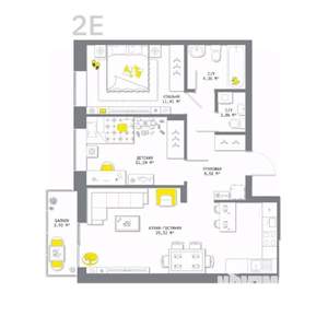 2-к квартира, вторичка, 67м2, 12/13 этаж