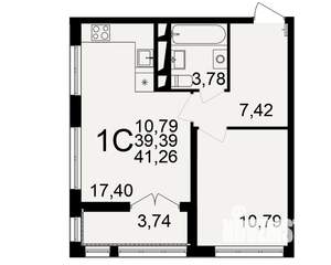 1-к квартира, строящийся дом, 39м2, 9/18 этаж