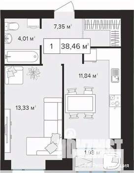 1-к квартира, вторичка, 38м2, 2/10 этаж