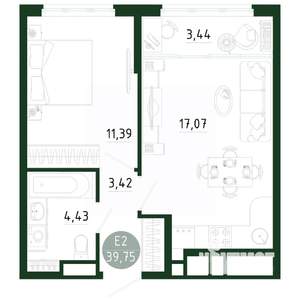 1-к квартира, вторичка, 40м2, 18/25 этаж