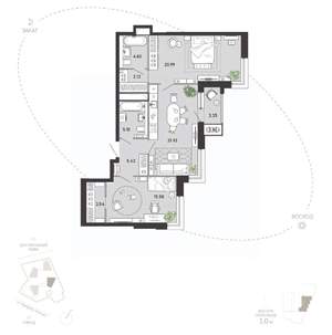 2-к квартира, вторичка, 85м2, 6/21 этаж