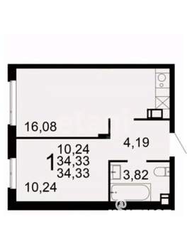 1-к квартира, вторичка, 34м2, 7/9 этаж