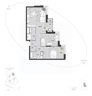 2-к квартира, вторичка, 82м2, 6/21 этаж