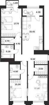 3-к квартира, вторичка, 107м2, 6/10 этаж