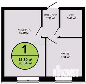 1-к квартира, вторичка, 32м2, 3/3 этаж