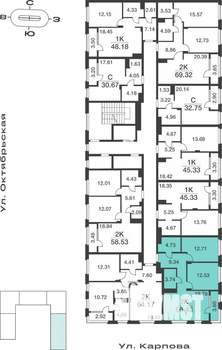 2-к квартира, вторичка, 66м2, 4/9 этаж