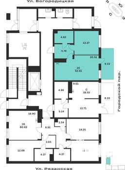 1-к квартира, вторичка, 46м2, 1/4 этаж