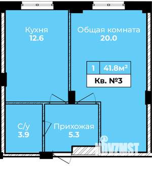 1-к квартира, строящийся дом, 43м2, 1/10 этаж