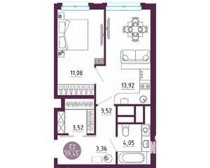 1-к квартира, вторичка, 39м2, 4/10 этаж