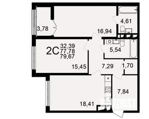 2-к квартира, вторичка, 80м2, 16/18 этаж