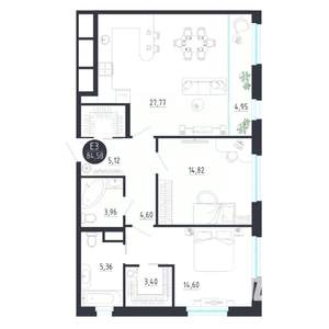 2-к квартира, строящийся дом, 85м2, 2/8 этаж