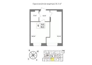 1-к квартира, вторичка, 36м2, 5/11 этаж