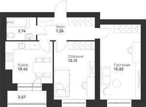 2-к квартира, вторичка, 54м2, 4/5 этаж