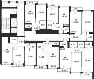 1-к квартира, вторичка, 49м2, 2/9 этаж