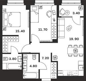 2-к квартира, вторичка, 66м2, 3/24 этаж