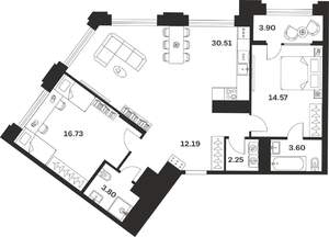 2-к квартира, вторичка, 88м2, 2/10 этаж