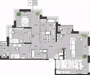 3-к квартира, вторичка, 138м2, 20/21 этаж