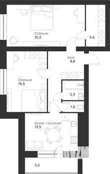 2-к квартира, вторичка, 77м2, 1/5 этаж