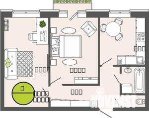 2-к квартира, строящийся дом, 50м2, 3/3 этаж