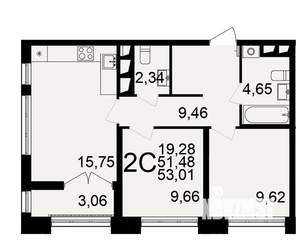 2-к квартира, вторичка, 53м2, 18/18 этаж