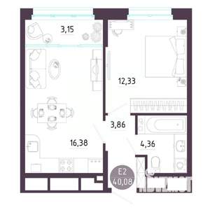 1-к квартира, вторичка, 40м2, 8/10 этаж