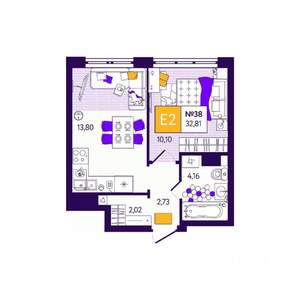 1-к квартира, вторичка, 33м2, 3/12 этаж