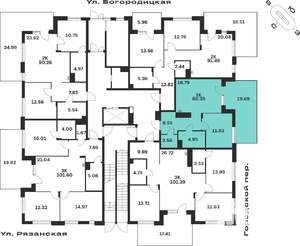 1-к квартира, вторичка, 53м2, 1/4 этаж