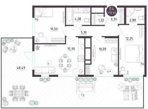 3-к квартира, вторичка, 114м2, 1/10 этаж
