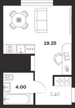 Студия квартира, строящийся дом, 25м2, 21/25 этаж