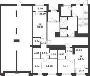 1-к квартира, вторичка, 43м2, 2/10 этаж