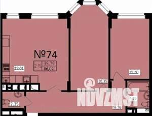 2-к квартира, строящийся дом, 86м2, 7/9 этаж