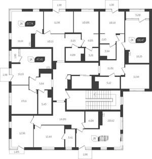 2-к квартира, вторичка, 71м2, 4/4 этаж