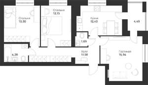 3-к квартира, вторичка, 77м2, 4/5 этаж