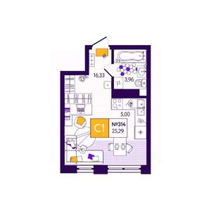 Студия квартира, вторичка, 25м2, 11/12 этаж