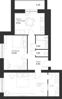 2-к квартира, вторичка, 77м2, 1/5 этаж