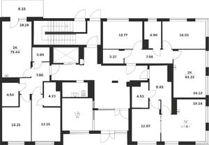 2-к квартира, вторичка, 68м2, 1/4 этаж