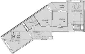 3-к квартира, вторичка, 90м2, 4/14 этаж