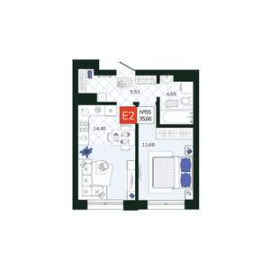 1-к квартира, вторичка, 36м2, 6/19 этаж